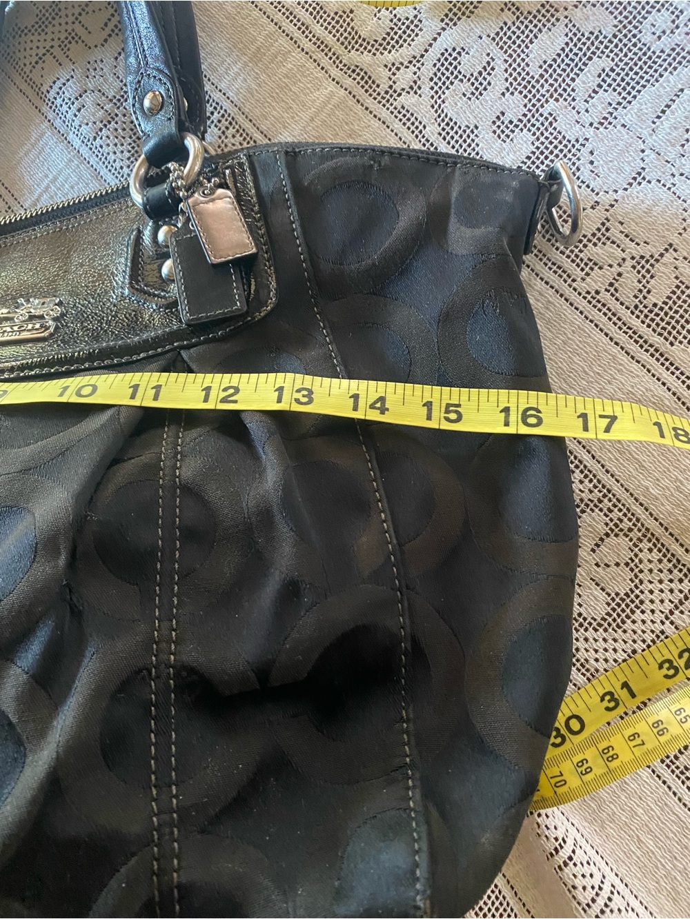 Coach Black Signature Jacquard Tote with Leather Accents -Y2K- non-smoker - Picture 7 of 16